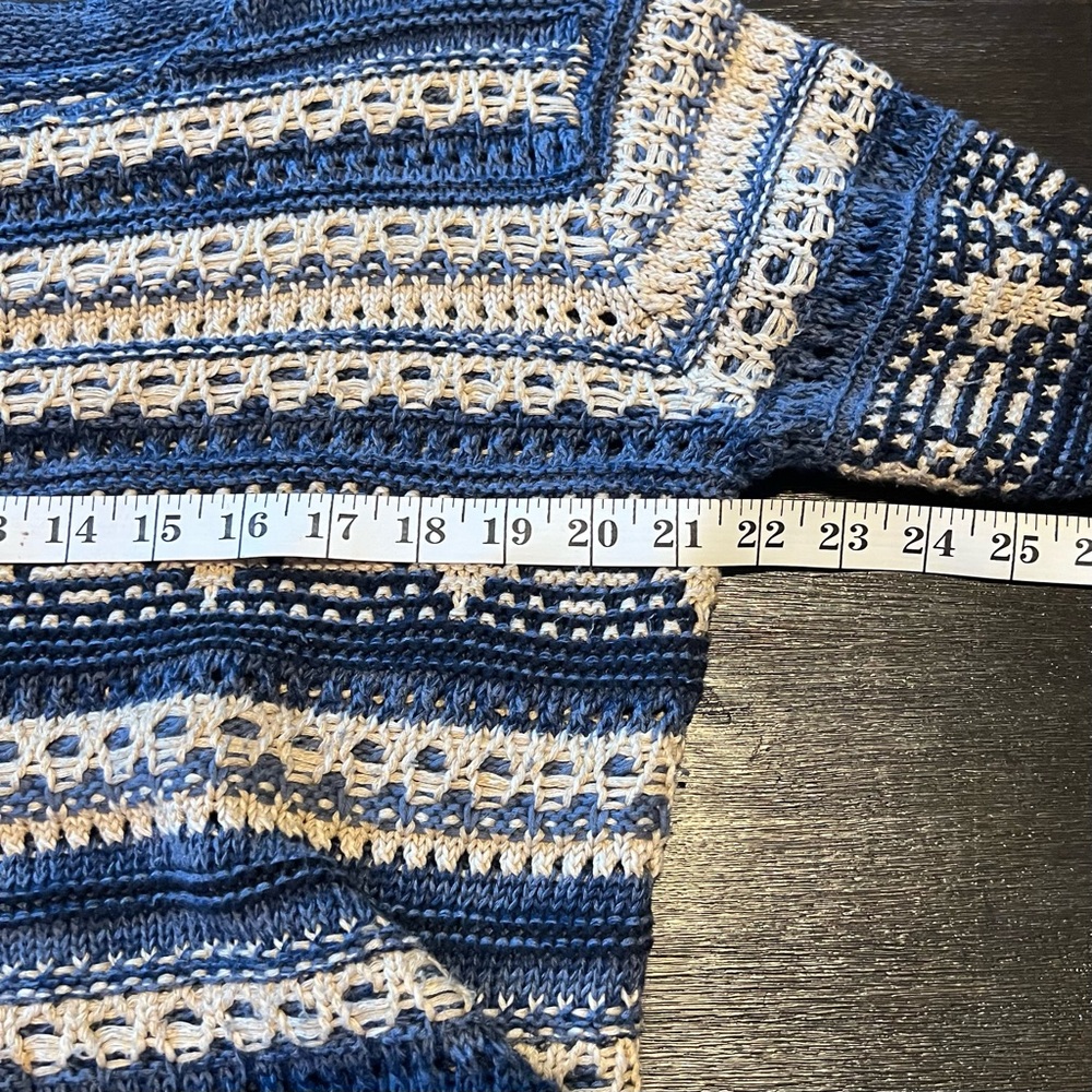 Orvis Women’s Striped Blue & Cream Sweater Sz M Eclectic Grandpa Cabincore Cozy - Picture 7 of 12